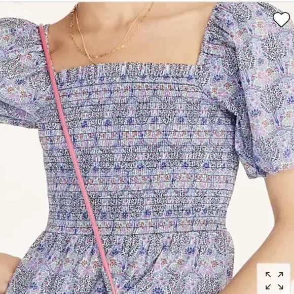 J.Crew Smocked Squareneck Organic Cotton Top w/ Liberty Fabric, Size S - Picture 3 of 9